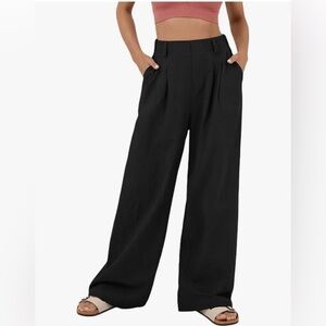 Halara Black Flex High Waisted Plicated Side Pocket Wide Leg Waffle Work Pants